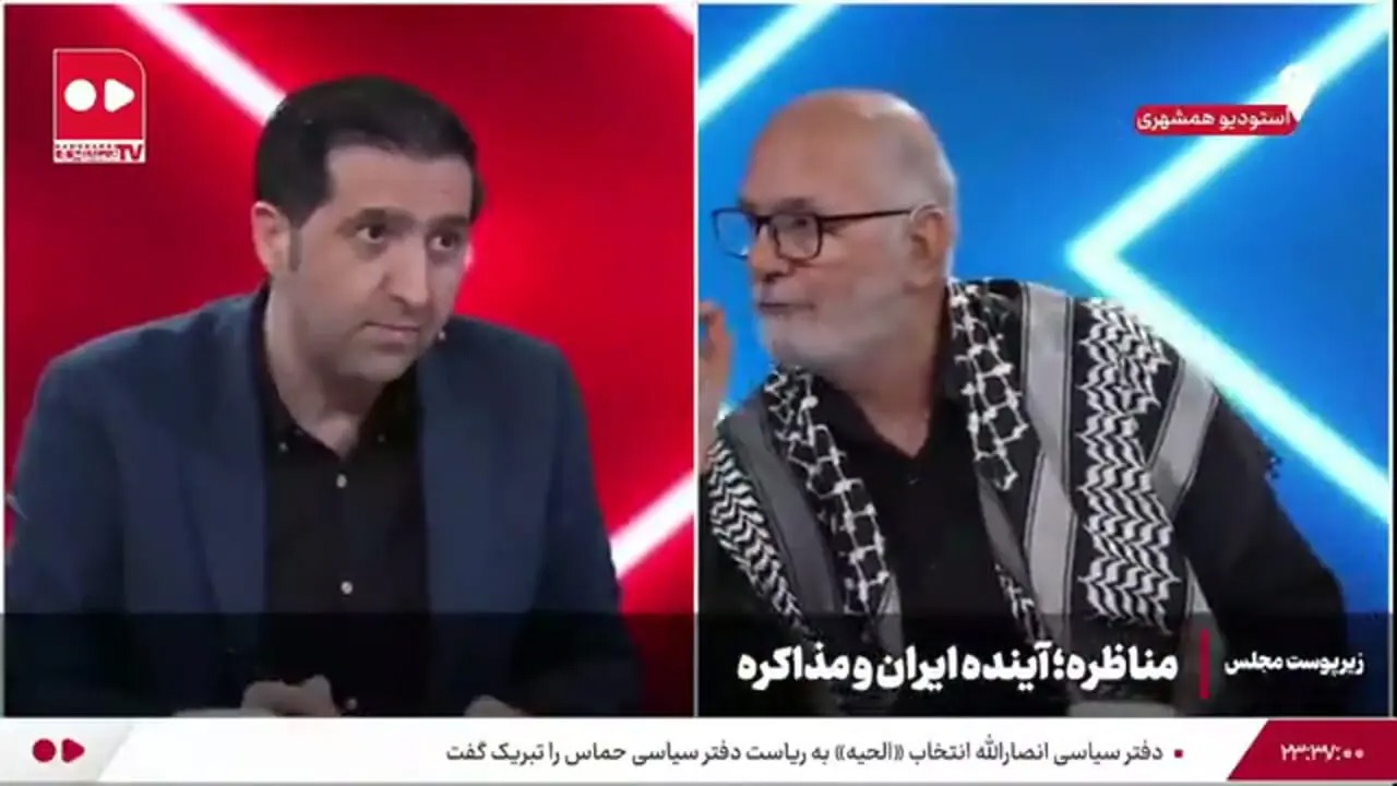 مناظره داغ و بی‌پرده الله‌کرم و آجرلو در جایگاه مخالف و موافق تفاهم‌نامه/ آجرلو: شما حق ندارید شعار مرگ بر مسئول کشورمان دهید +فیلم