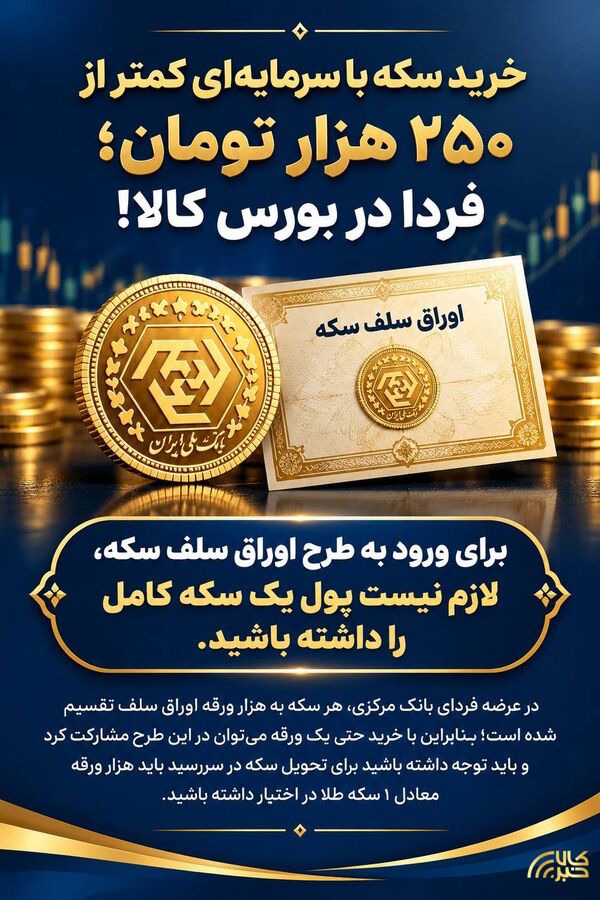 خرید سکه با سرمایه‌ای کمتر از ۲۵۰ هزار تومان؛ فردا در بورس کالا!